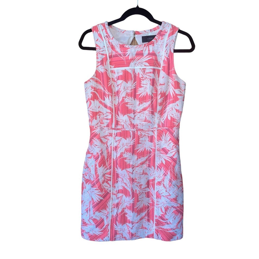 J. Crew Factory Coral and White Palm-Print Midi Dress